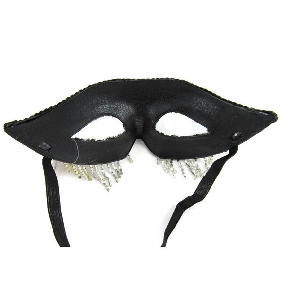 Halloween Fringe Mysterious  Accessories Costumes Eyes Black Mask One Size New - Picture 7 of 7